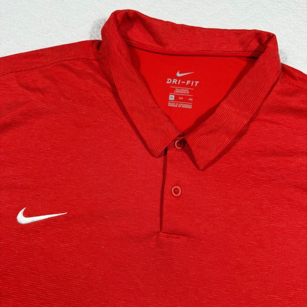 Nike Heather Polo Mens 4XLT University Red Athleisure Dri-FIT Short Sleeve NWT